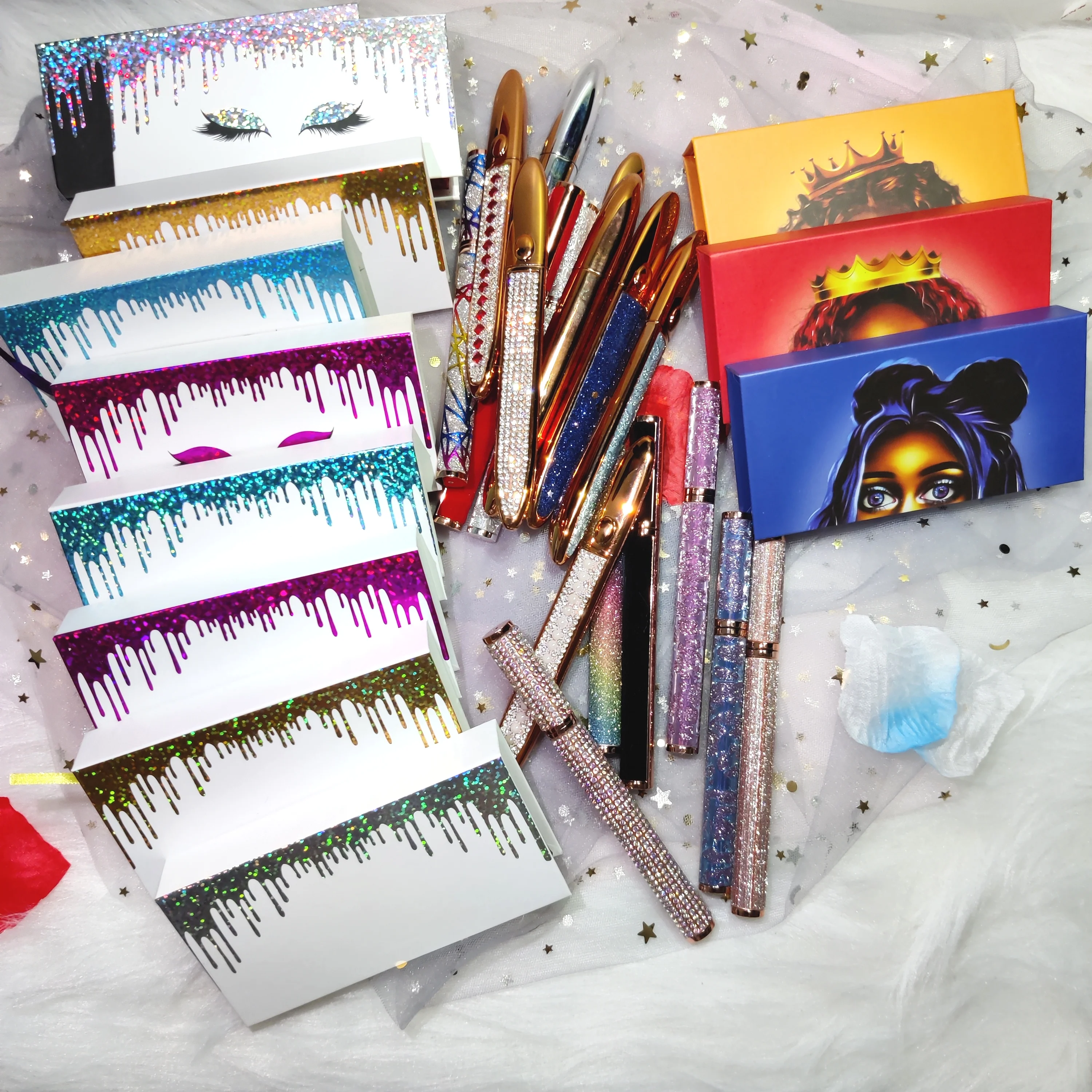 

wholesale 2021 new glitter fringe tassels custom false eyelash packing box
