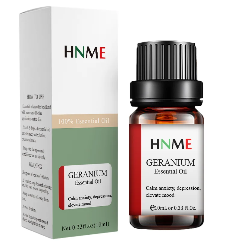 

own brand rose geranium 100% essential oil food grade therapeutic grade essential oil 10ml Factory low price Customized LOGO