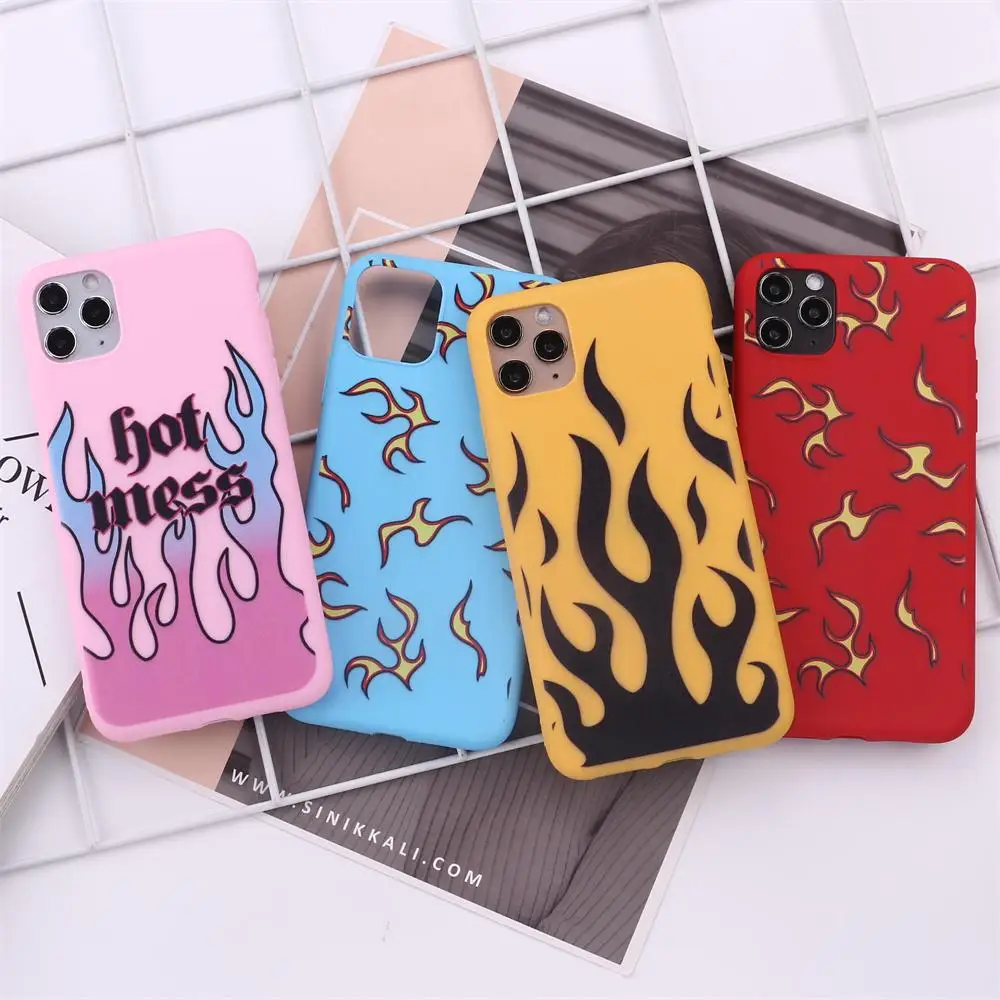 

Fashion Multi-color Flame For IPhone 1112 Pro Max X XS XR Max 7 8 7Plus 8Plus 6S SE Soft Silicone Candy Case Fundas