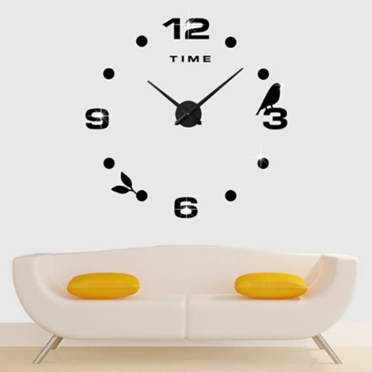 

Quiet frameless stickers modern designer clocks mounted for home office decoration 3 d mirror sticker wall clock diy 3d