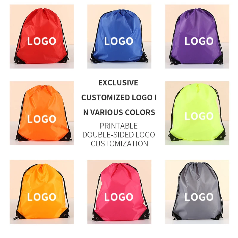 

Wholesale cheap custom logo promotional waterproof polyester drawstring bags sports backpack shoe gift drawstring bag