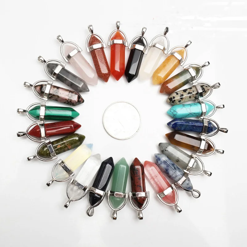 

Hot Selling Natural Stone Reiki Quartz Jewelry Crystal Gemstone Point Pendant Necklace Women Men