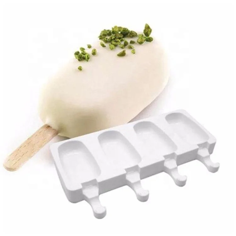 

Kitchen tools sustainable home use dessert silicone popsicle ice cream mold, White