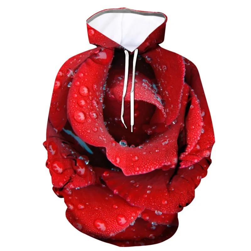 

Hot Rose Petal 3D Printing Men Women's Hoodies & Sweatshirts Large Three-dimensional Leisure Pullover Plush Oversize Hoodie Set
