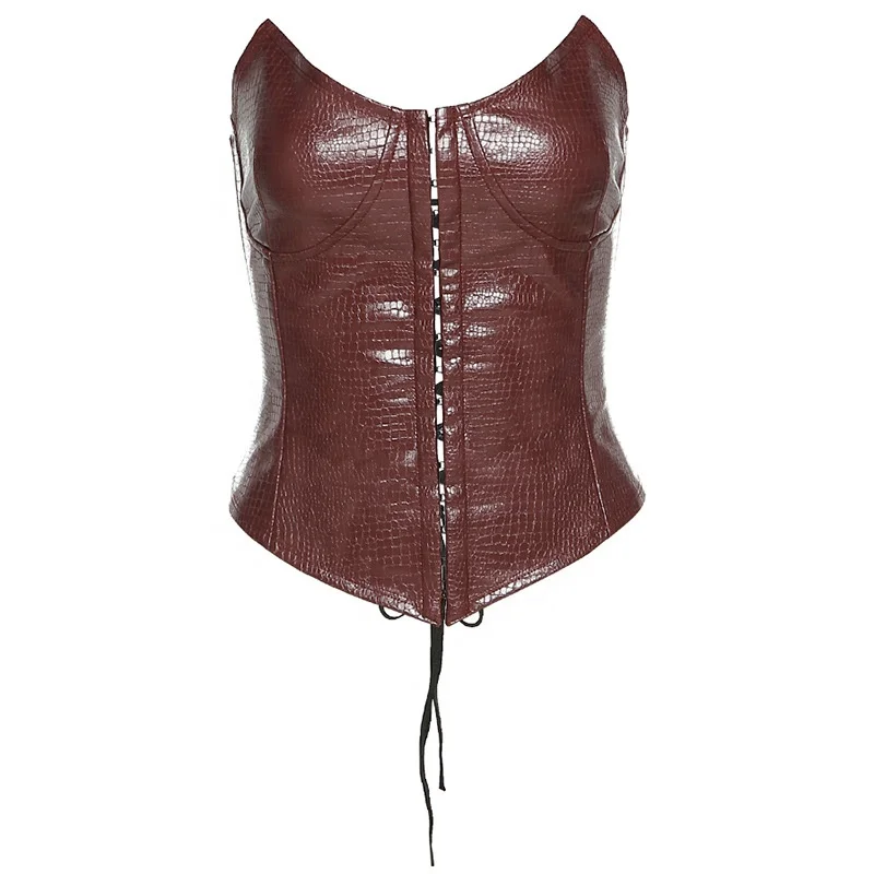 

Women Leather Bustier Slimming Waist Outfit Corset Waist Bustiers Erotic Top Bodice Corsage, Customized color