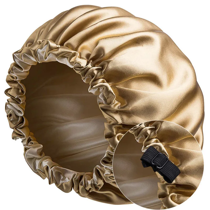 Large Satin Lined Reversible Bonnet with Double Layer Thin Elastic Band for Curly Hair Hair Protect Sleeping Eye Health Supplies