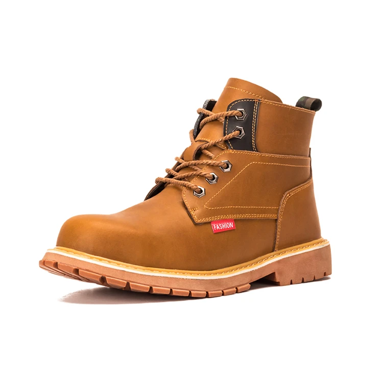 

Outdoor Hiking Steel Toe Working Leather Men's Safety Shoe Boots, Black,grey