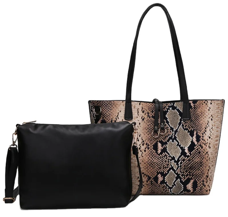 

New European And American Fashion Tote Bag Color Matching Snake Print Single-Shoulder Cross-Border Female Bag, Colors