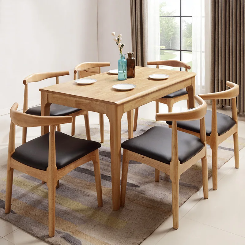 product-2020 wood dining table restaurant for dining room hotels solid rubber wood modern cheap home-1