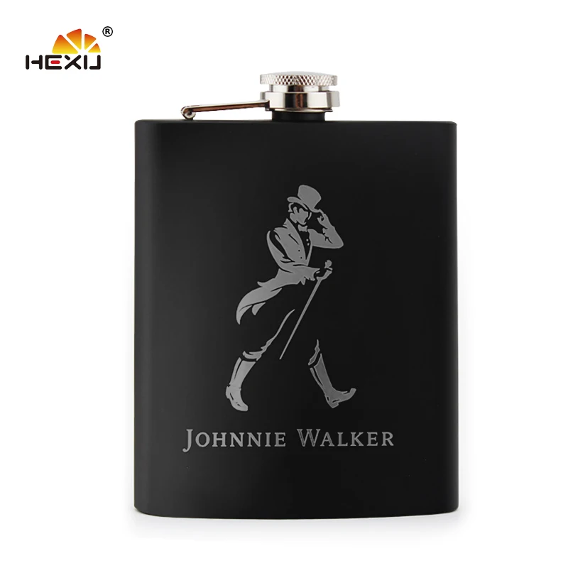 

7oz stainless steel food grade anti rust johnny walker whisky hip flask, Customed color