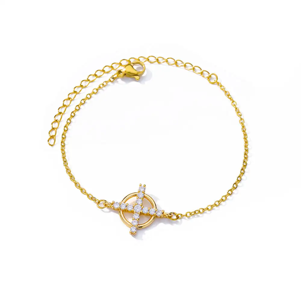 

Gold Plated Stainless Steel Religious Cross Bracelet Christian Faith Bracelet Classic Cross Charm Bracelet for Women Girls