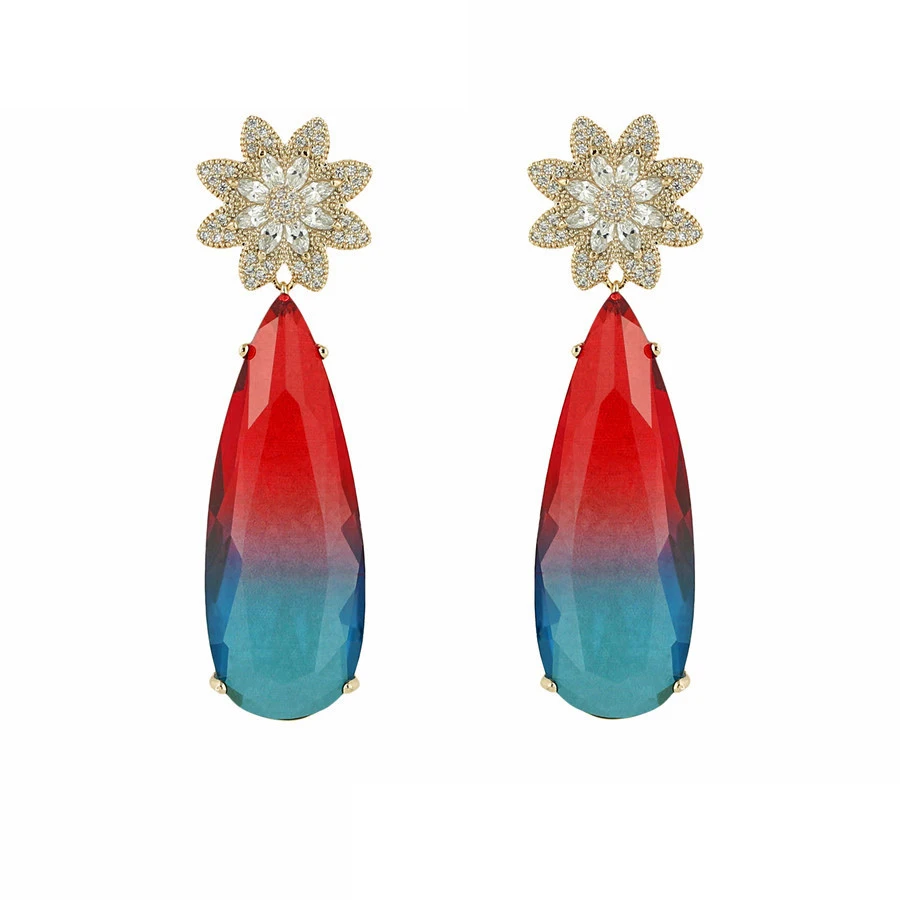 

YSearring-313 xuping flower shape jewelry promotion Low order wholesale color stone stud earrings for women