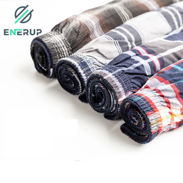 

Enerup Cueca Homme Boys Mens Shorts Briefs Pack Underwear Tartan Boxer Para Hombre With side Exposed Waistband