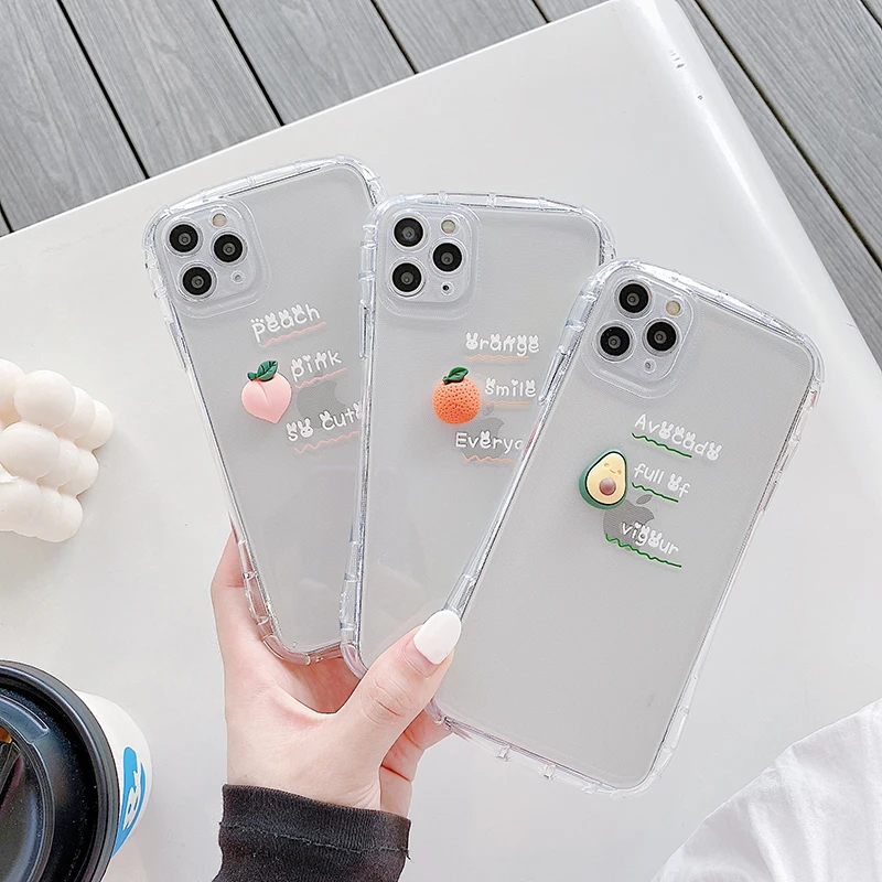 

3D Fruits Transparent Soft TPU Phone Case for iPhone 11