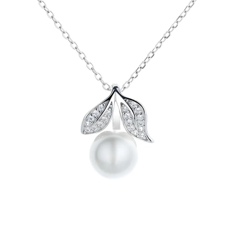 

MSYO INS Sweet Pearl Necklace Fashion Leaf Zircon Pendant Women Necklace, As picture