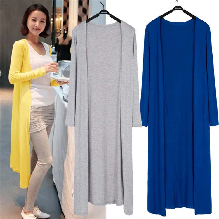 

2021 Women's Casual Long Modal Cotton Sweater Cardigan Soft Comfortable Simple Solid Loose Thin Cardigan, As picture