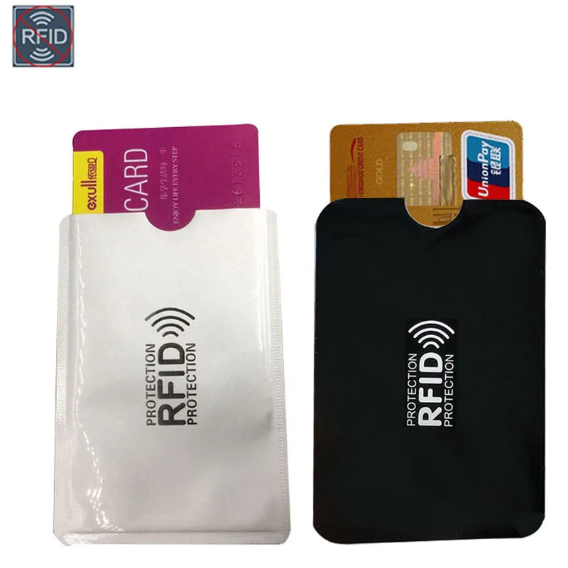 

Anti Rfid Wallet Blocking Reader Lock Bank Card Holder Id Bank Card Case Protection Metal Credit NFC Holder 6.3*9.1cm, Black,white