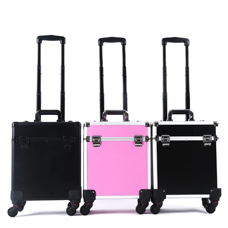 

Cosmetic Case luggage profession suitcase for makeup Trolley Box Nails Beauty Woman Luggage travel Cosmetic Bag Wheels, Picture