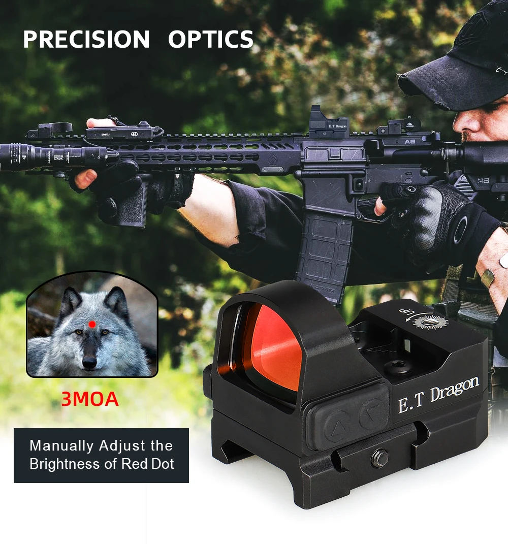 

3MOA Manually adjustable red dot sight 1x14x17 hunting rifle scope red dot scope HK2-0132, Black