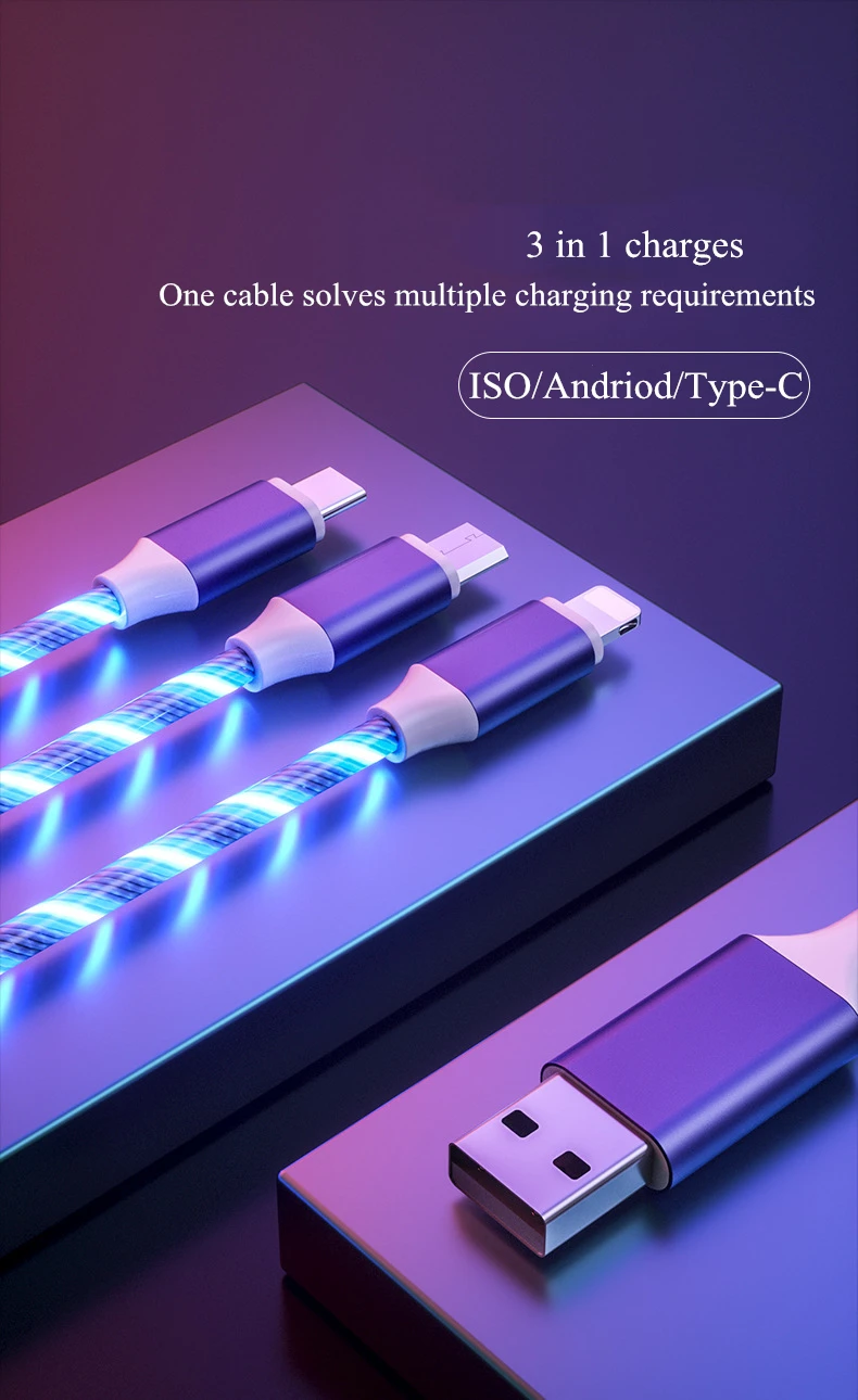 Wholesale High Quality 3 in 1 Fast Charging Cable Flexible Color Micro Usb Cable - ANKUX.COM
