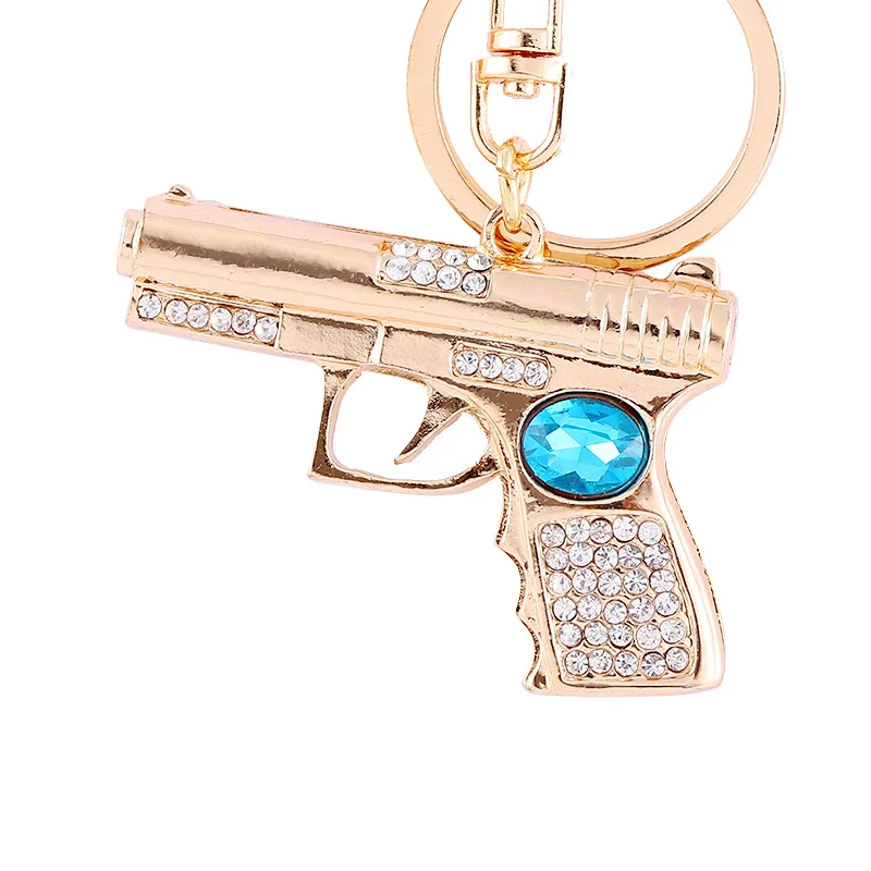 

China factory alloy diamond pistol keychain pendant accessories fine quality keychain