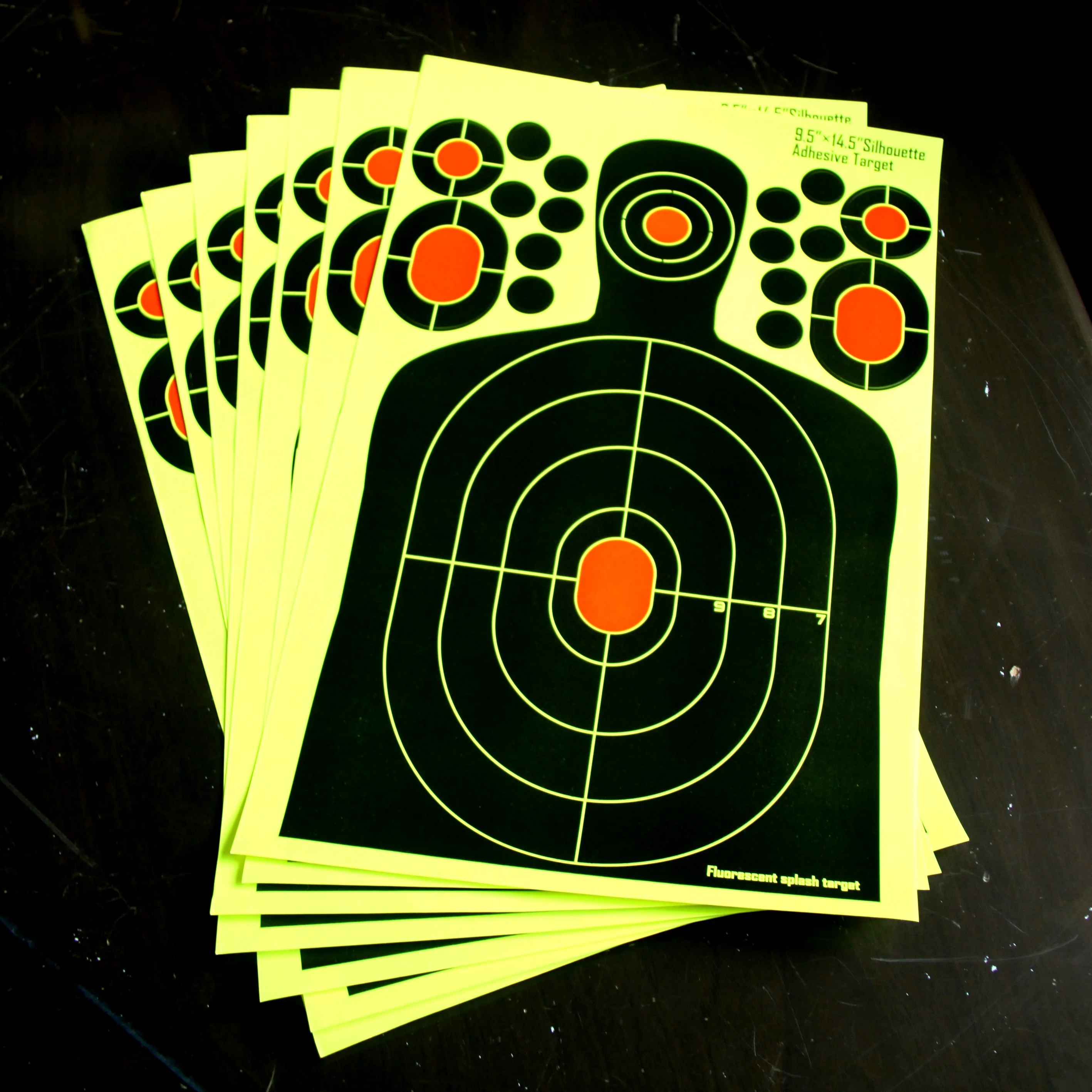 

splatter paper Shooting silhouette targets Fluorescent Orange, Easy to See Your Shots games toys, Black +yellow+orange