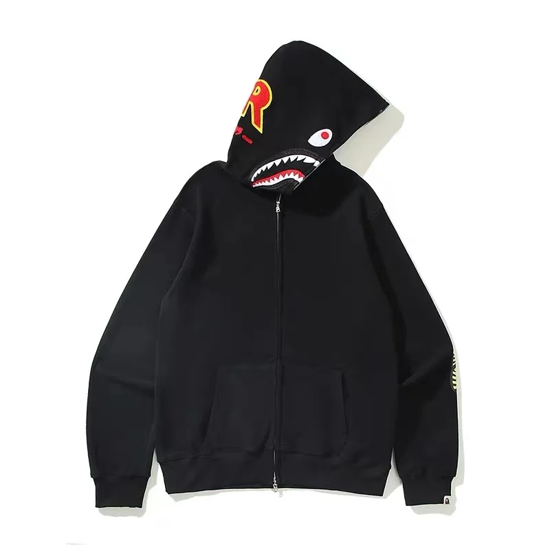 

Wholesale high quality 100% cotton bape shark heavyweight hoodies pullover full zip up hoodie, Customized color