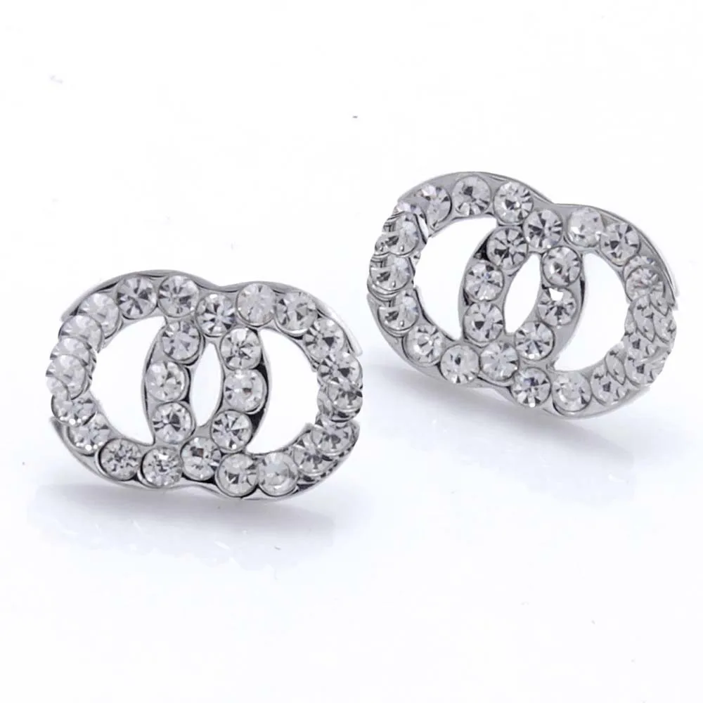 

2021 fashionable popular letter brand gold earrings 18k hot selling jewelry designer diamond luxury earrings