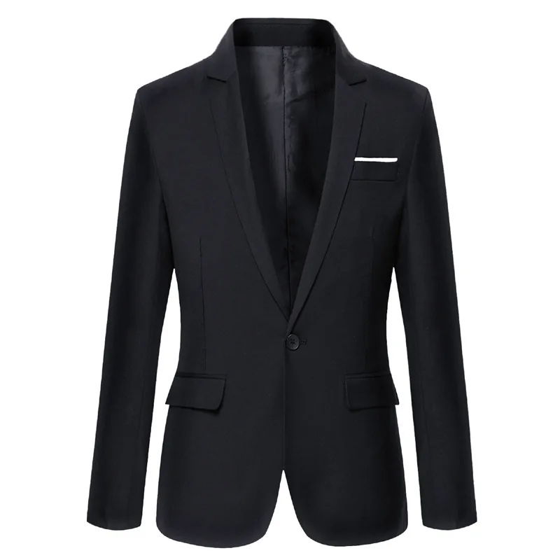 

Autumn and winter new men's slim solid color a button suit jacket temperament commuter