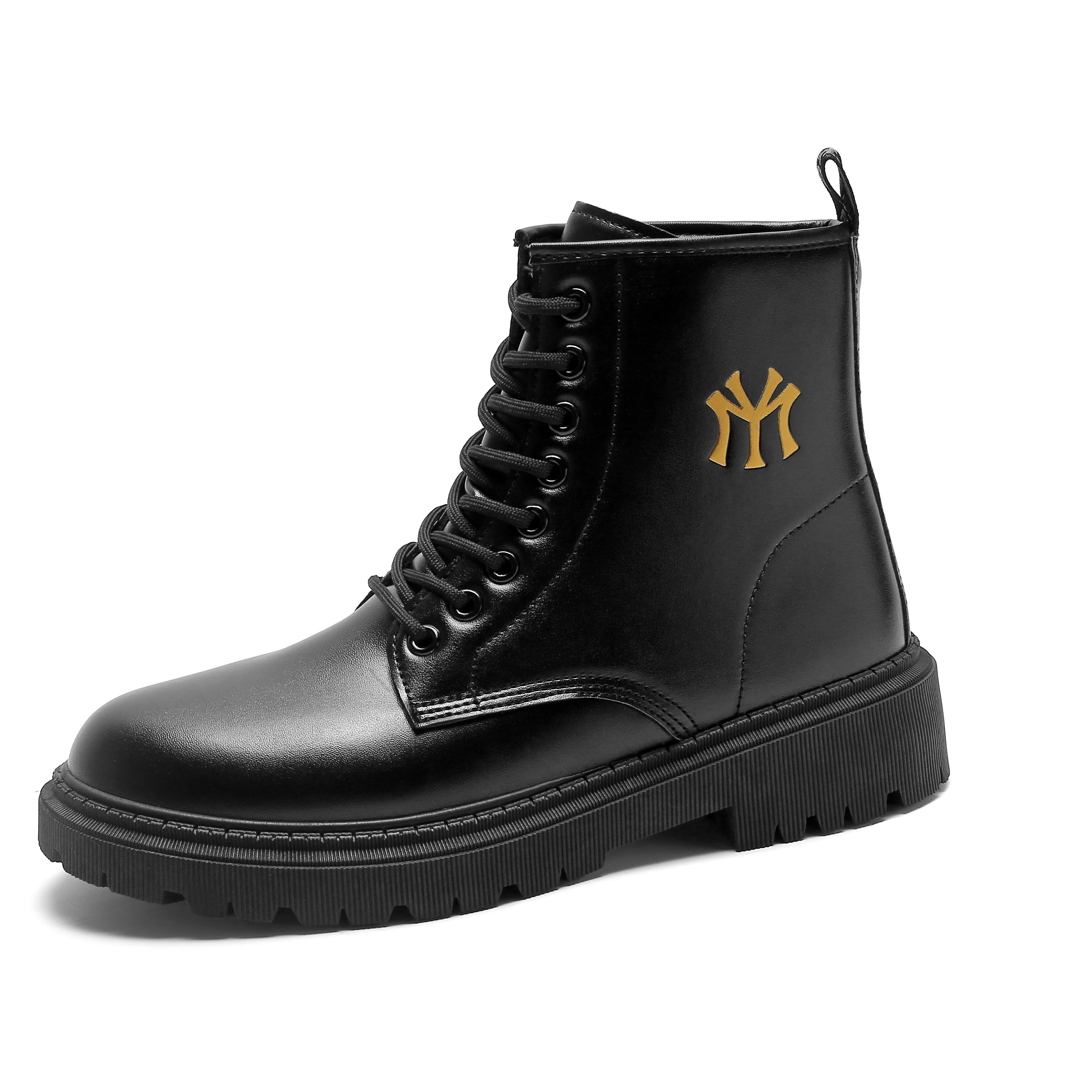 

fashion cheap custom design waterproof rubber ankle high heel cow boots sneaker outdoor leather boots shoes factory, Black, white,red