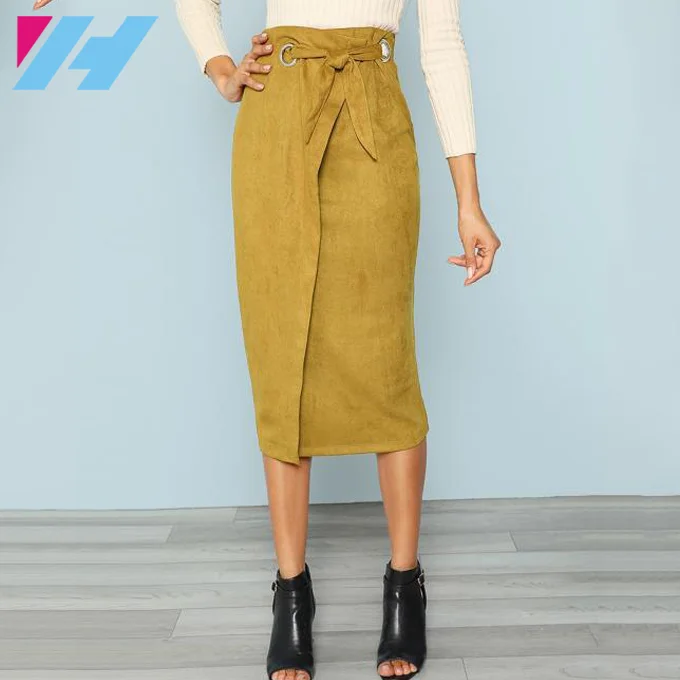 Mid length faux suede skirts Clearance