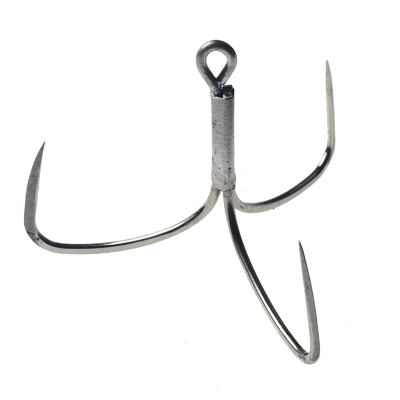 

31.7mm 44mm quadruple reinforcd triple anchor hook Treble Hooks1# 2# 4# 3 # three fork three claw hook, Silver