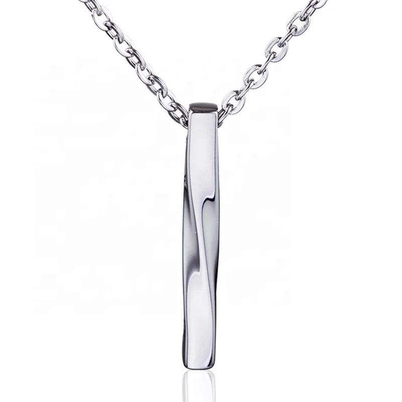 

Fashion Stainless Steel Jewelry Twisted Bar Necklace High Polished Men Pendant Necklace