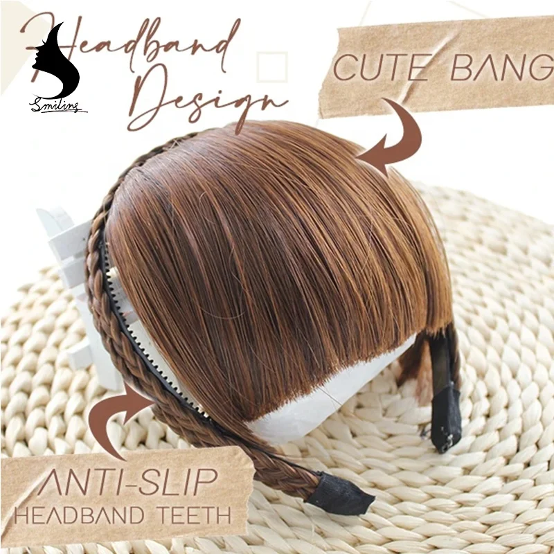 
Women Fringe Hair Extension Blunt Front Hoop Expanded Synthetic Hair Accessories 