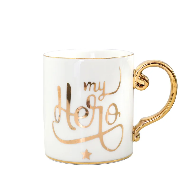 

Classic Coffee 12 Oz Matte Ceramic Tea Coffee/Tea Cups with Luxury Gold Inlay, Customized color acceptable