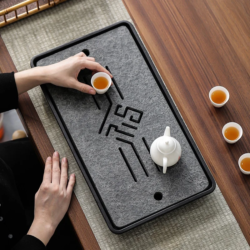 

Factory Hand Carved Custom High Quality black stone antique tea tray table Tea Tray, As picure or customized