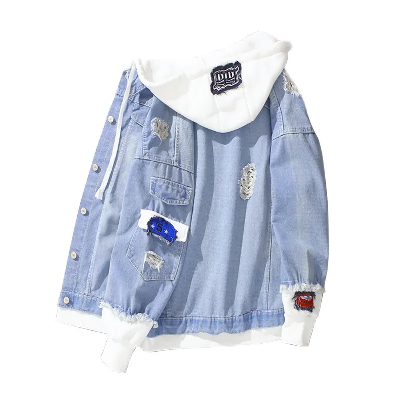 

Wholesale custom lapel hooded baseball jacket windbreaker stylish casual jacket motorcycle jean jacket