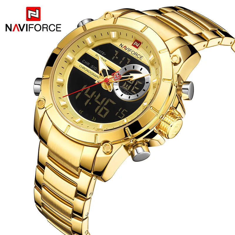 

NAVIFORCE 9163 relojes hombre 2020 new hot sale luxury mens gold plated wrist watch