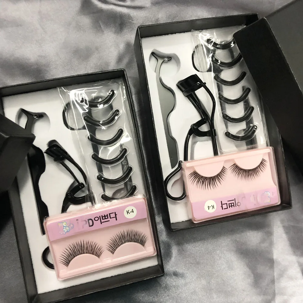 

New trend self adhesive lashes lash tweezers box set natural 3d silk lashes magnetic eyelashes no glue no eyeliner