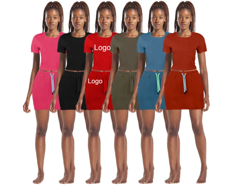 

Casual Summer Fashion Plus Size 3XL Dress & Skirts Crop Top 2021 Girl's Skirts 2 Two Piece Skirt Sets For Womans Women Clothing, Picture