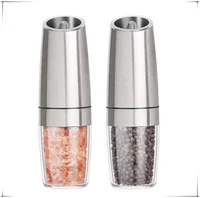 

Gravity Battery Operated manual electric Pepper Mill automatic salt and pepper grinder set with lights