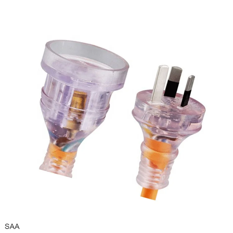 SAA Approval Heavy Duty Transparent Australia Extension Cable Lead Piggyback 3 Pin Plug Outlet Socket Rotating AC Power Cord