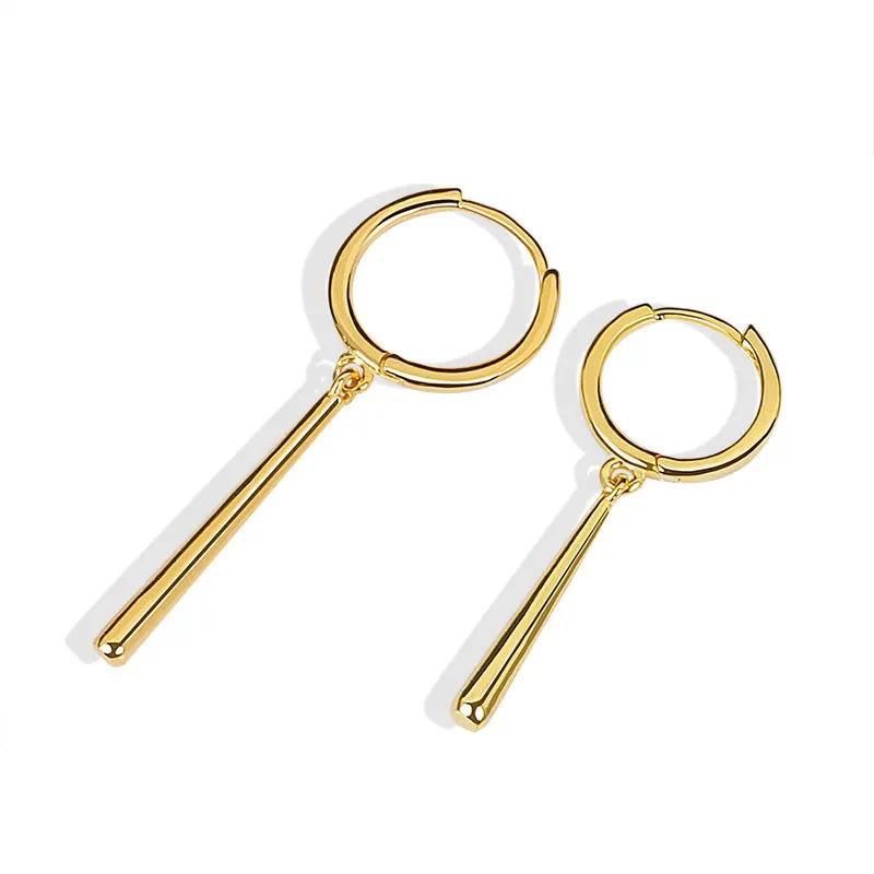 

New fashion earrings jewelry 925 Sterling Silver baseball bat drop earrings 18k gold plated hoop earrings for women