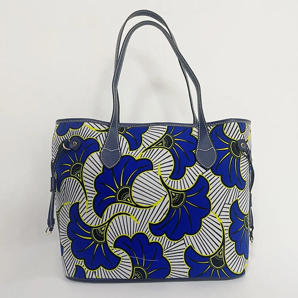 

African Print Tote Bag For Women Accessories Handbag Matching Set Wholesale, Blue