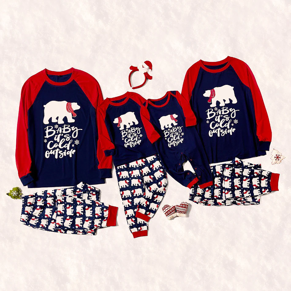 

factory price family christmas pajamas bear print long sleeve with pants family matching outfits clothing