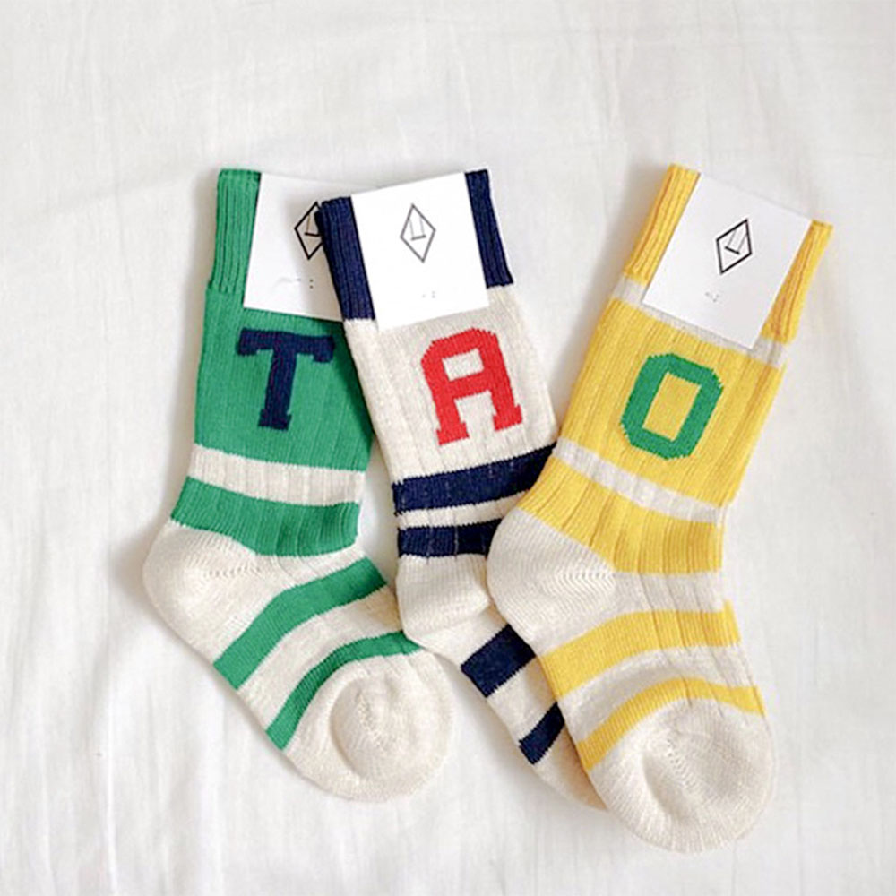 

Gym Fashion Letter Stripe Kids Girl American Style Cotton Custom Sport Socks
