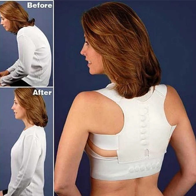 

Factory price healthy breathable body adjustable back support belt posture corrector, White/black or customized