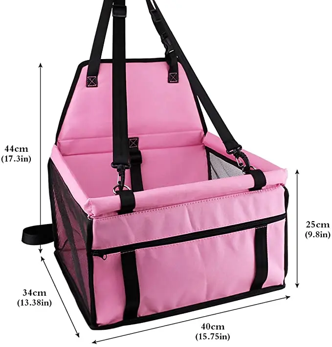 

Amazon Hot Selling Pet Travel Carrier Cage Reinforce Car Booster Seat Portable and Breathable Bag with Seat Belt