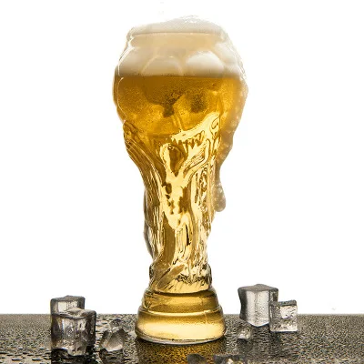 

Hot sale 400ml trophy shape World Football Cup beer glass cup for bar, Clear