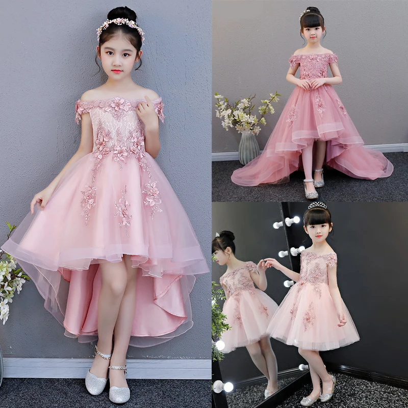 
Flower Girl Dress 2019 Summer Girls Evening Party Dress Fluffy Pony Piano Performance Princess Wedding Dress for girls 